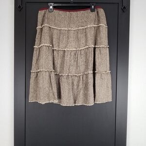 CALYPSO 100% Silk Pull Up Skirt With Layed Raw Edge Design Size Large